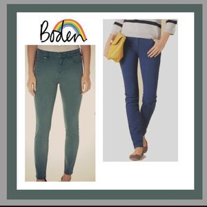 Boden Set of 2 Skinny High Rise Jeans in Navy Blue and Teal Size 6R and 6L